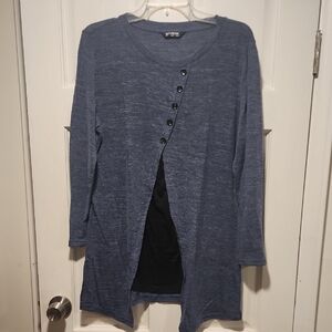 BloomChic Heathered Blue Knit Sweater